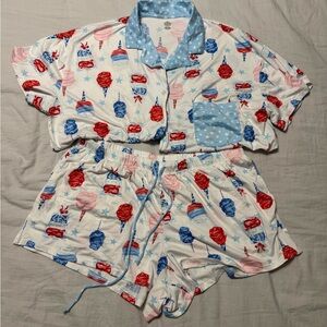 Cozy Kids Pajama Set with Red and Blue Ice Cream Print